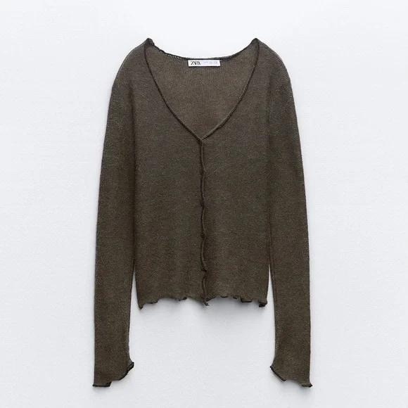 Zara | Sweaters | Zara Rolled Edge Knit Cardigan | Poshmark